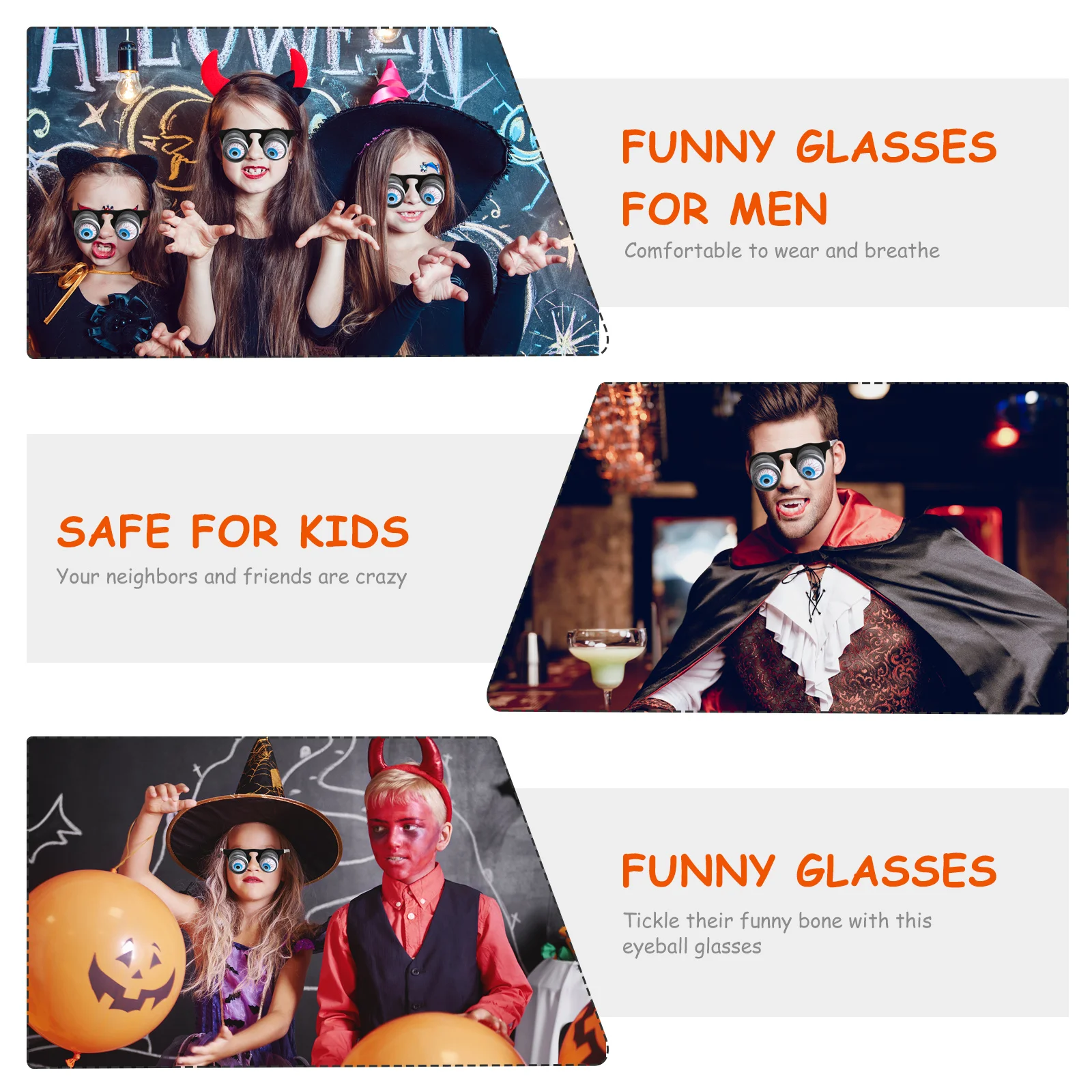 Horror Glasses Spring Eyeballs Funny Prank For Halloween Party Gag Gift Bulging Eyeball Glasses Novelty Fun Kids Adults