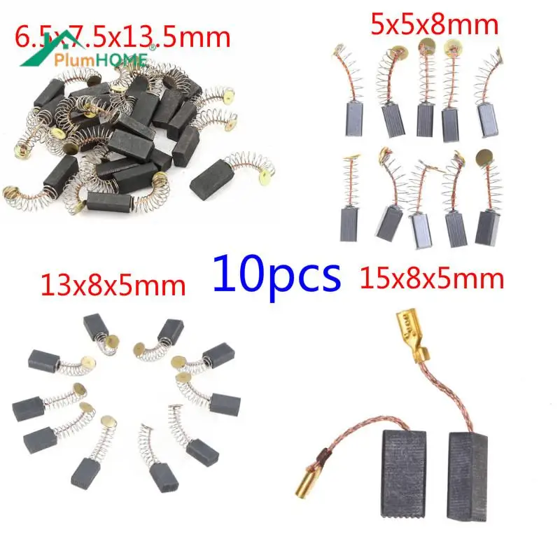 10Pcs Power Tool Carbon Brushes Spare Parts Mini Drill Electric Grinder Replacement For Electric Motors Rotary Tool Various Size