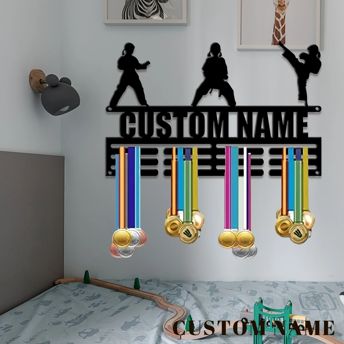 1pc Custom taekwondo Metal Medal Hanger Holder,Personalized Football Number Medal Display Rack for Sports Awards,Home Decor Gift