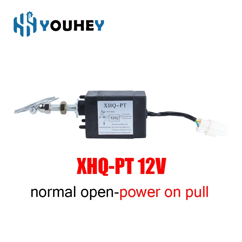 Normal Close Open XHQ PT 12V 24V stop solenoid actuador valve XHQ-PT-NC XHQ-PT-NO Normally XHQ-PT NO NC 52mm Travel Length