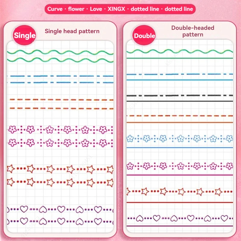 6 قطعة/المجموعة Kawaii الزهور خط على شكل أقلام تحديد الأسطوانة تلميح منحنى بطانة علامة لكتابة المجلات الرسم القرطاسية #5