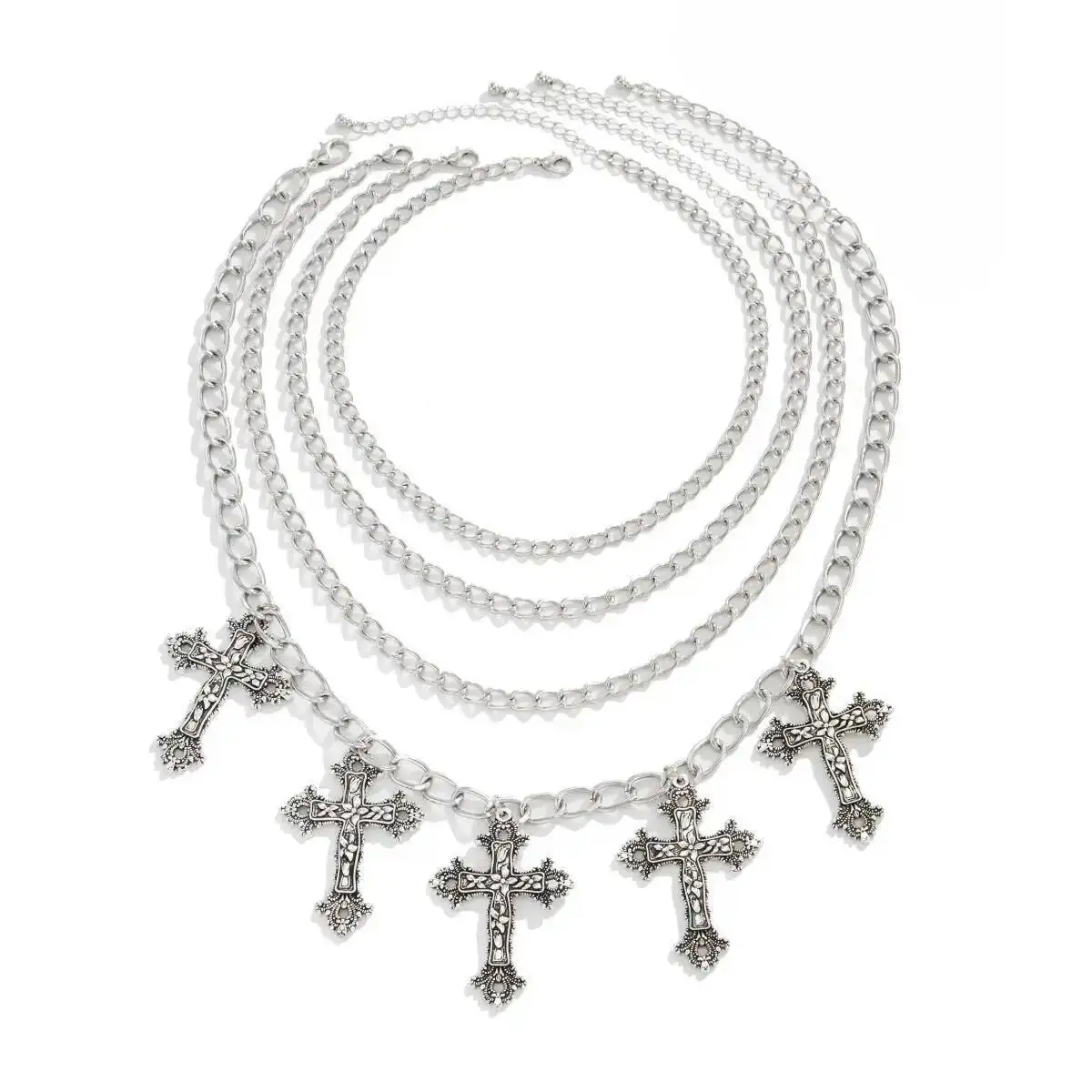 SHIXIN 4 قطعة/المجموعة القوطية يسوع الصليب قلادة قلادة للنساء الشرير متعدد الطبقات تكويم سلسلة سميكة المختنق هالوين مجوهرات #6