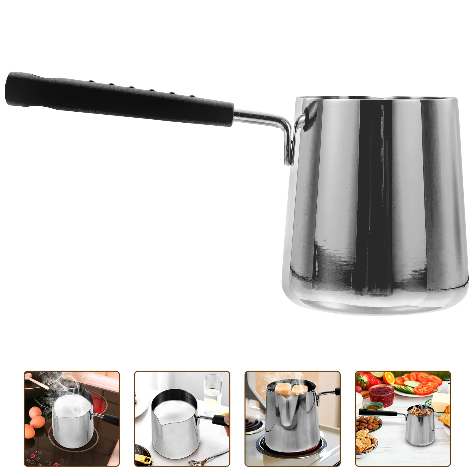 

Ergonomic Handle Thermal Oil Pot Stainless Steel Saucepan Deepened Spout Milk Heating Small Cooking Pot For Gas Induction Stove