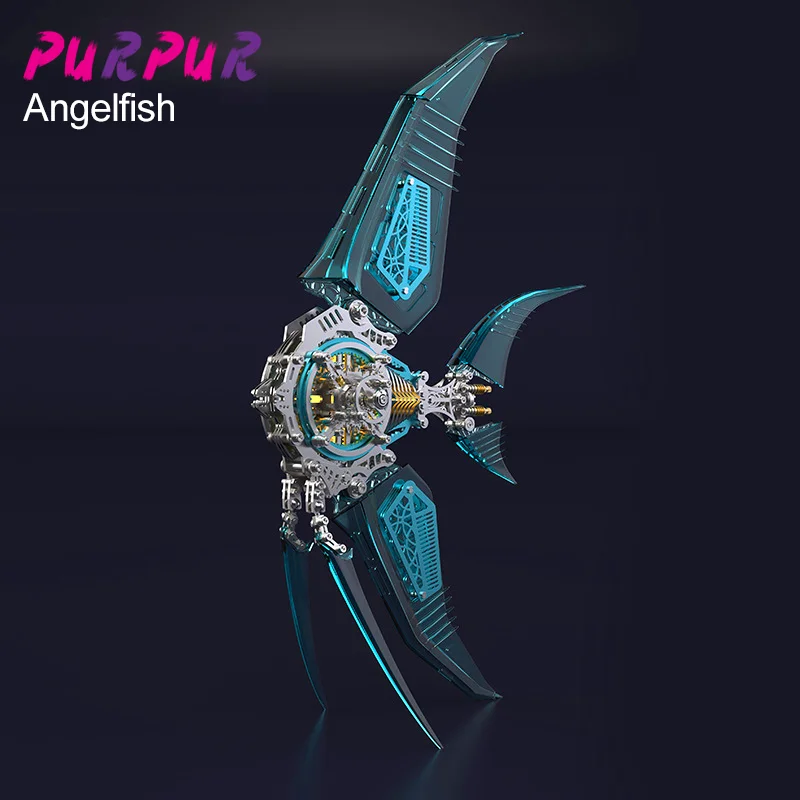 

DIY mechanical screw assembly 3D metal angel fish stainless steel plastic puzzle decompression model kit personalized gift toy