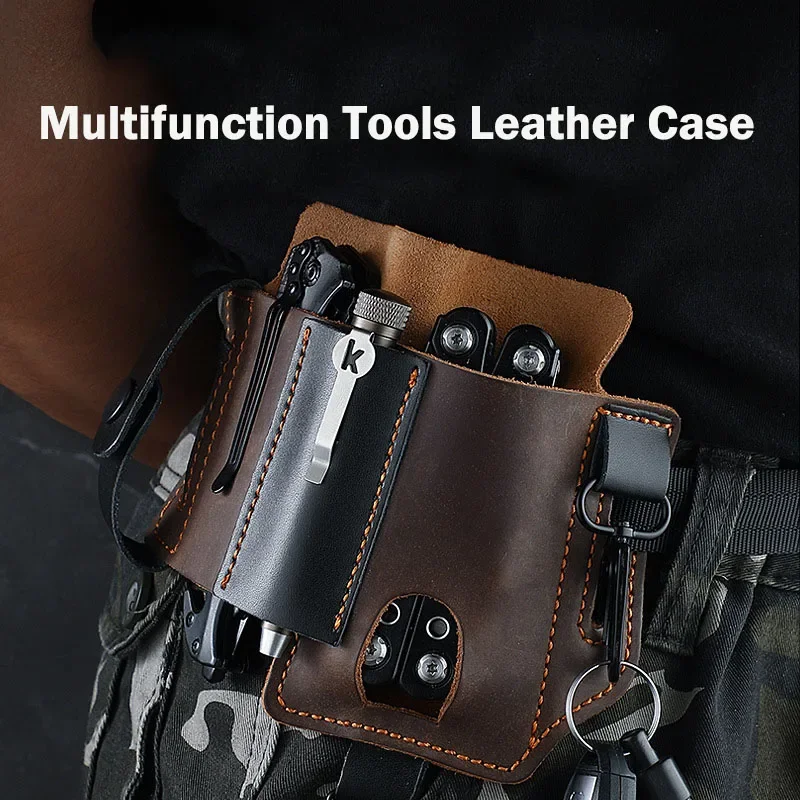 

EDC Tactical Tools Leather Knife Case Multifunctional Storage Case Outdoor Survival Waistpack Pliers Folding Case