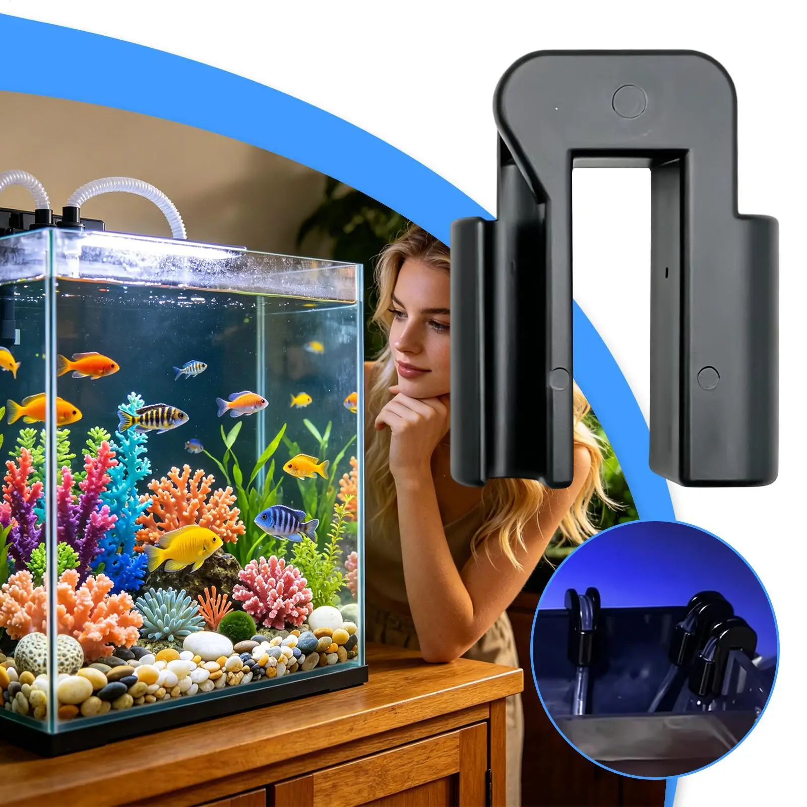 U Shape Aquarium Hose Holder Clamp Anti Slip Plastic Secure Air Tube & Siphon Pipe for Household Fish Tank Water Change Work