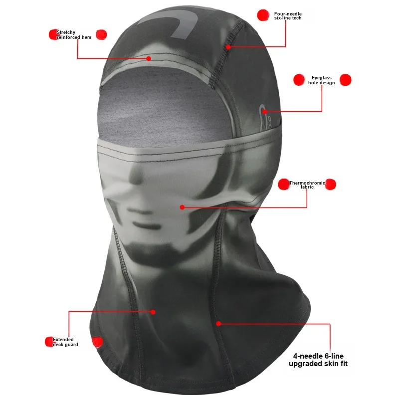 Thermal Sensitive Color Changing Protective Head Cover with Reflective Logo for Cycling Skiing Outdoor Sports