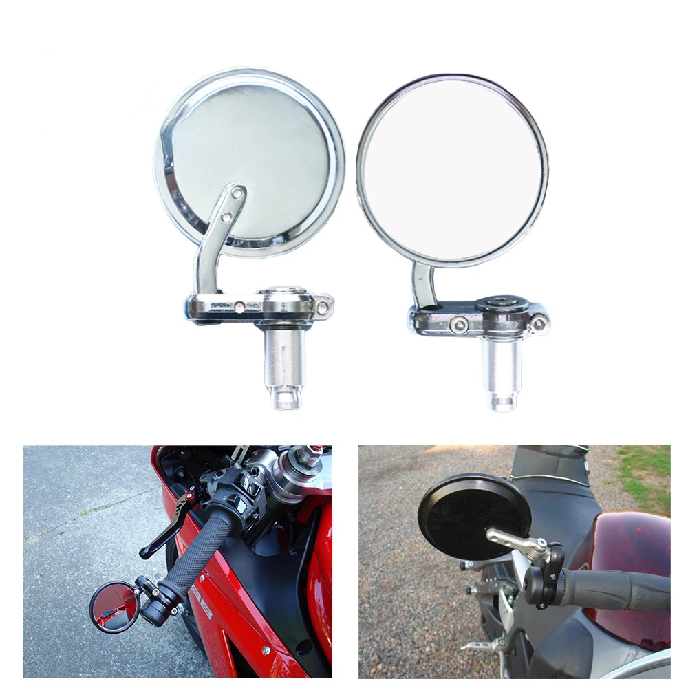 Motorbike Plating Round Universal Mirror Modified 13-14mm 17-19mm Handlebar Rearview Mirror Motorcycle Reflector