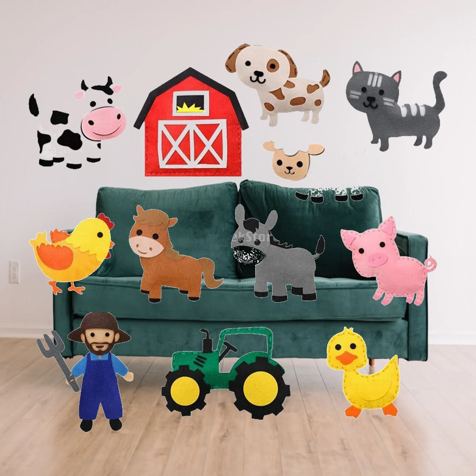 動物園フェルト動物縫製キット-森の動物たち-子供の誕生日プレゼント-diyクラフト＆縫製セット-初心者向けフェルトキット