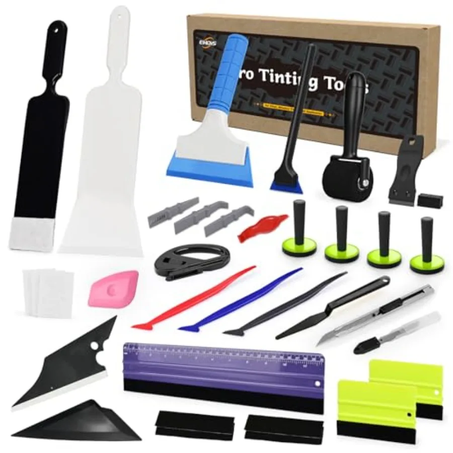 

Vinyl Wrap Tool Window Tinting Kit with Bulldozer SqueegeeWindshield Back Tint Scraper Magnet Holder Wra p Stick Film Cutter Sp