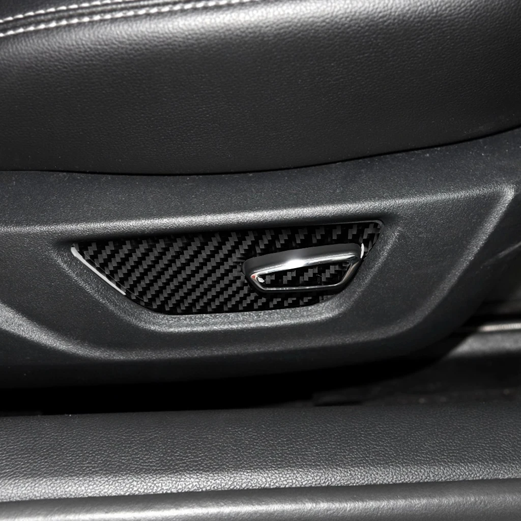 For Ford Mustang 2015-2020Car Seat Adjustment Button Frame Trim Real Soft Carbon Fiber Interior Accessories Decoration Sticker