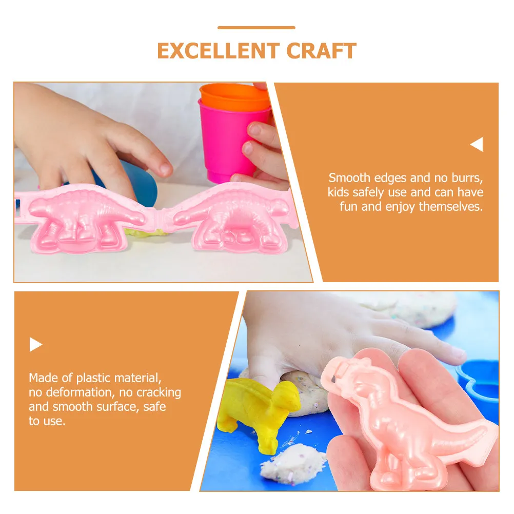 12Pcs Dinosaur Mold Dough Clips Easy Use Plastic Clay Tools Kids DIY Crafts Dough Sets Safe Non-Toxic Smooth Edges