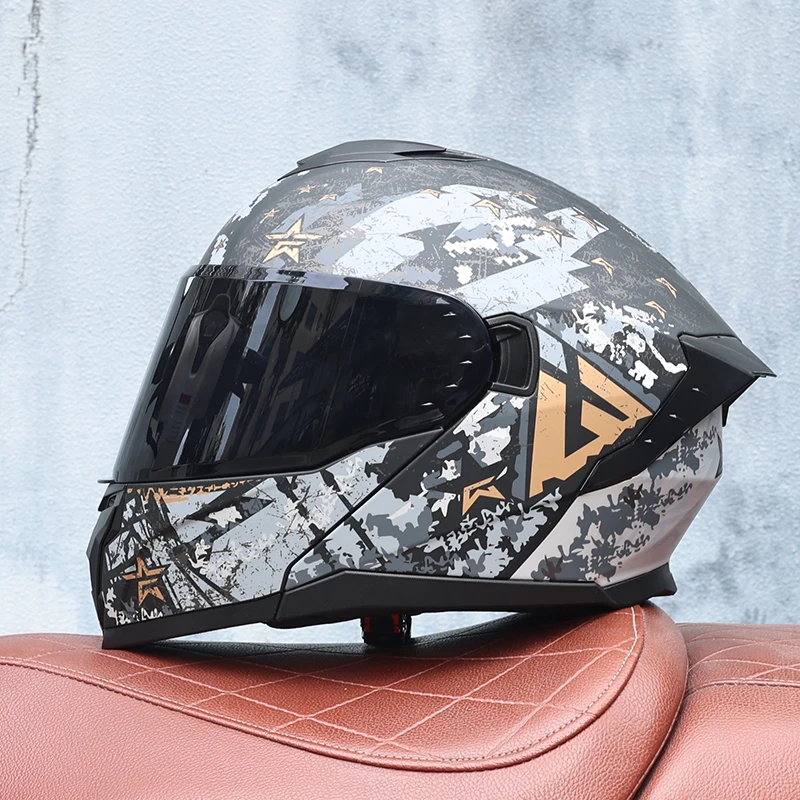 

Motorcycle helmet, men's and women's open face helmet, double mirror semi full coverage, universal for electric motorcycles