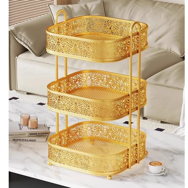 

Iron Fruit Plate, High-End Exquisite Snack Candy Plate For Home Use, Light Luxury Multi-Layer Metal Storage Rack