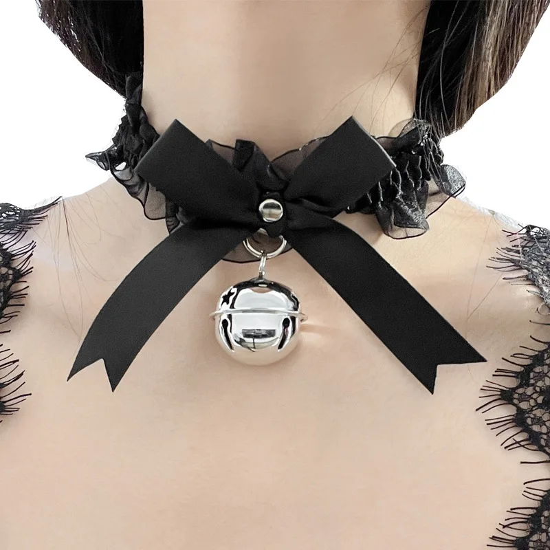 Adult sex toys lace elastic collar necklace cat girl maid bow bell necklace SM neck ring