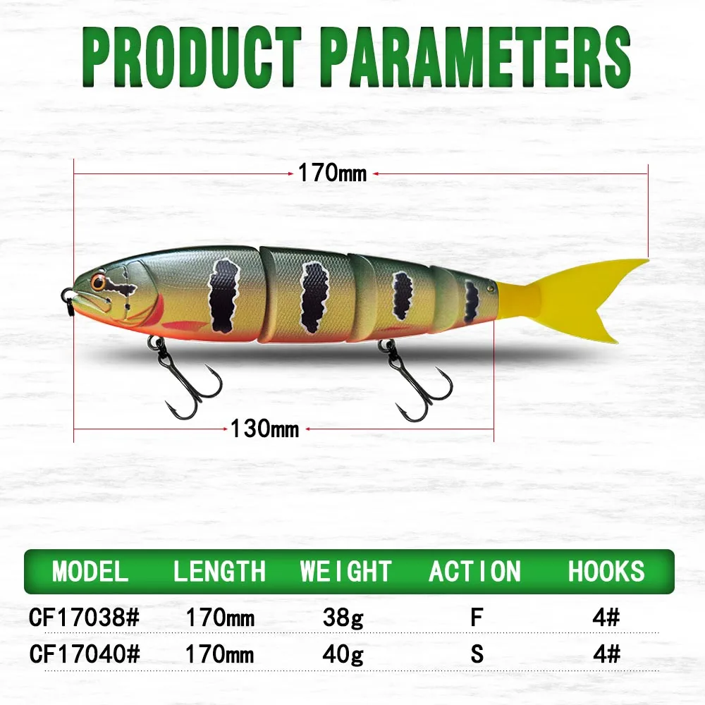 170mm 200mm 7Colors Fishing Lure Swimming Bait Jointed Floating/Sinking Giant Hard Bait For Big Bait Bass Pike Lure