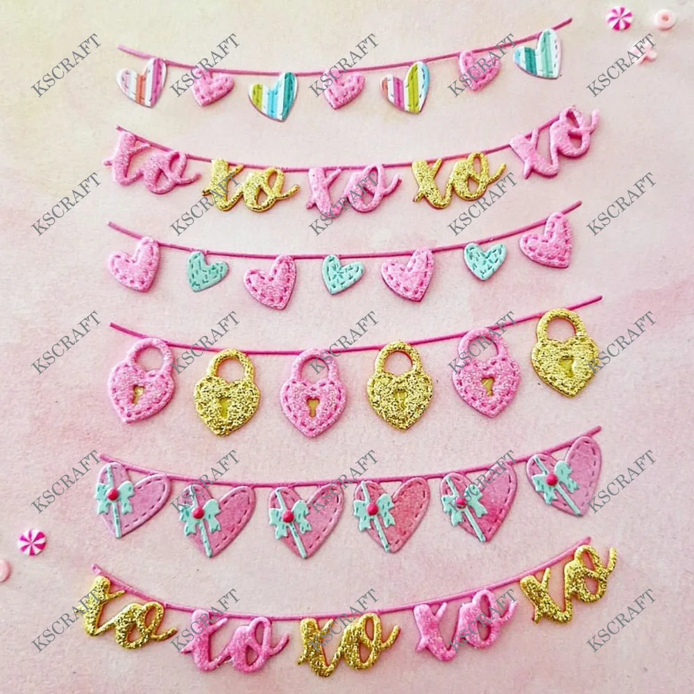 KSCRAFT Valentine Garlands Cutting Dies Stencils for DIY Scrapbooking Decorative Embossing DIY Paper Cards