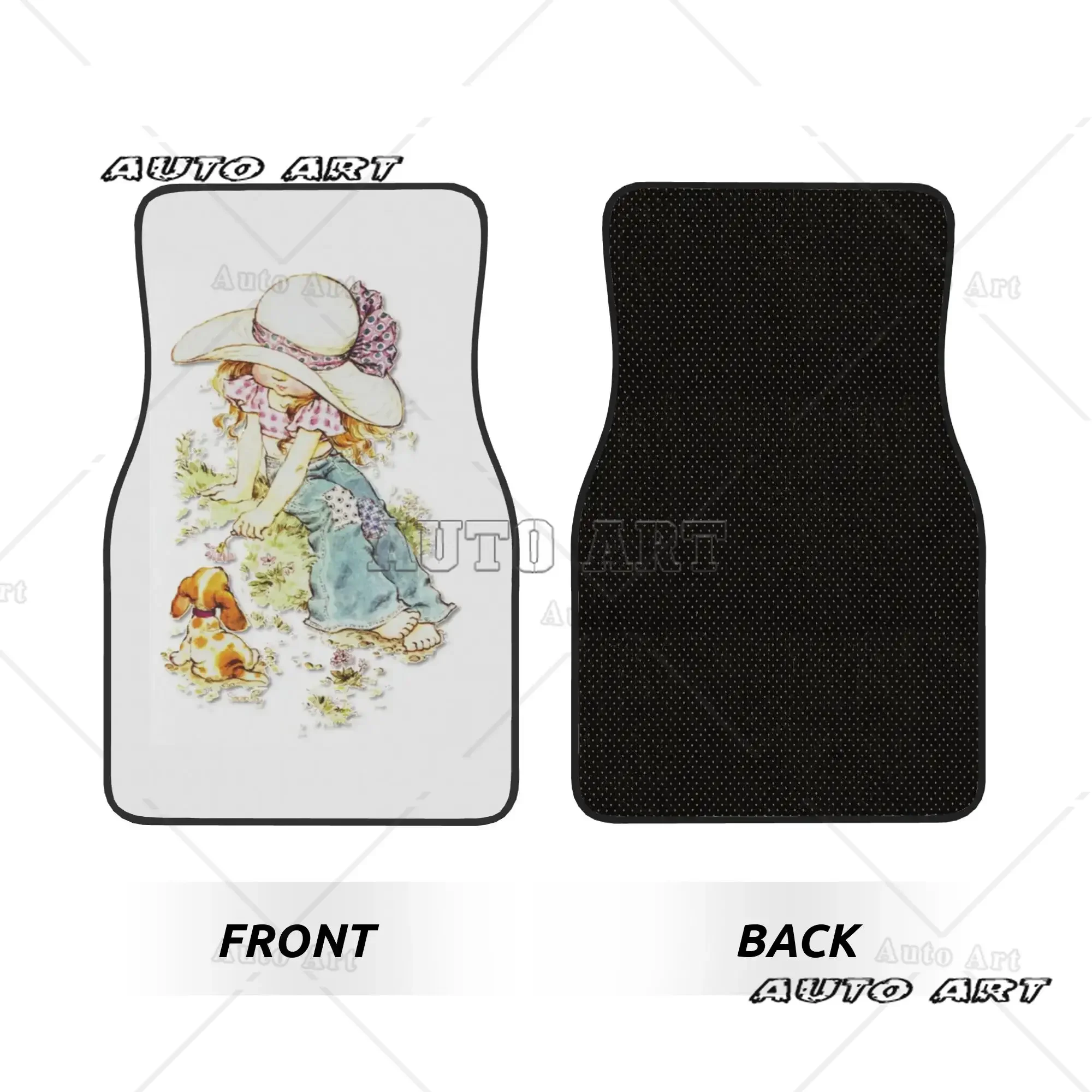 Car Floor Mats 4 Pcs Crystal Velvet Sarah Kay Girl Cartoon Animation Universal Front Rear Foot Mats Carpets Rugs  Pieces Auto