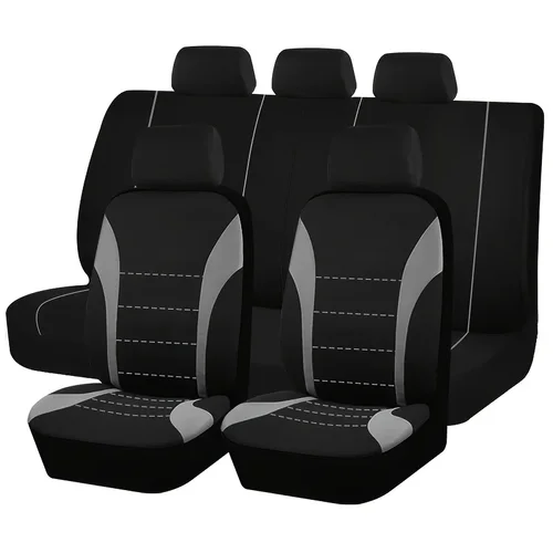 Imagen 2 del producto Fundas para asientos, juego de 9 Uds., cojín para coche, accesorios para automóvil, protección para asiento, cinco asientos, Universal, negro, gris, azul y rojo