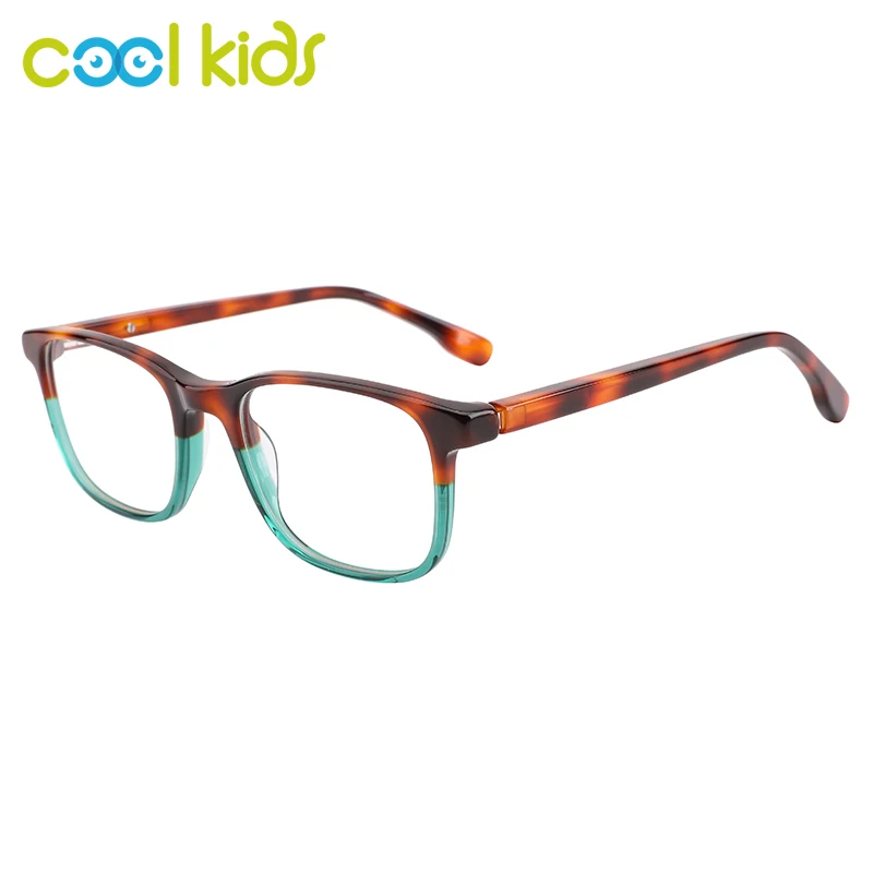 COOLKids Optical Children Glasses Rectangle Kids Glasses Acetate Unisex Separate Double Color Frames Child Eyeglasses  WK3042