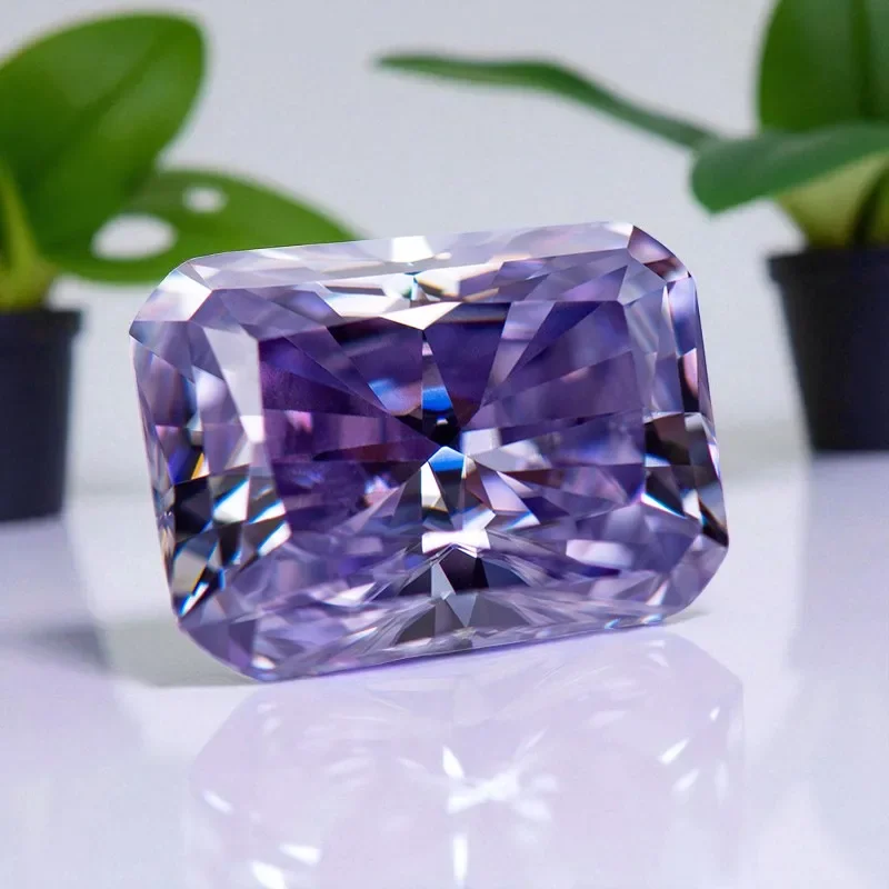 NEW Moissanite Stone Radiant Cut Lavender Color VVS1 Loose Gemstone With GRA Certificate Pass Diamond Tester For Diy Jewelry Mak