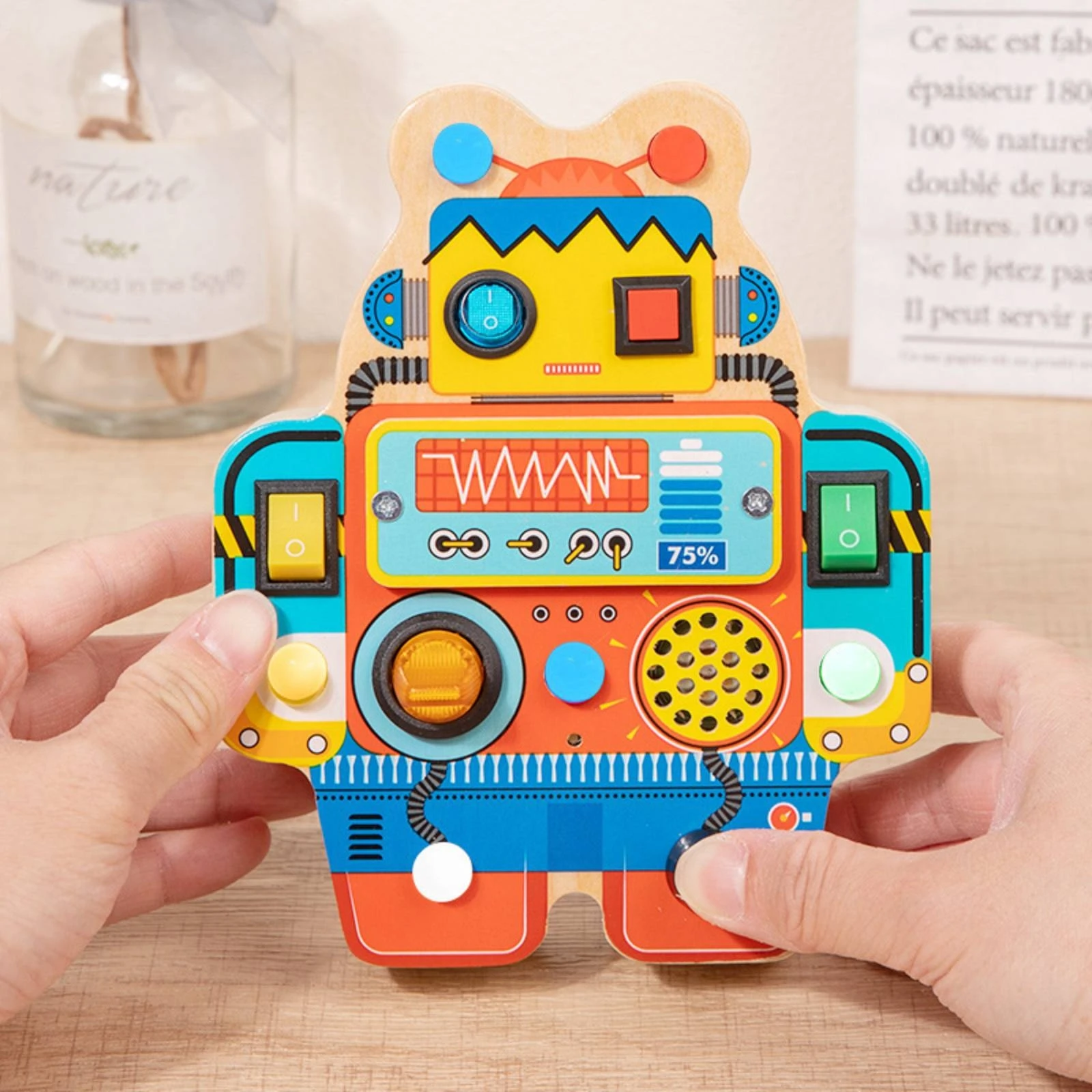 Robot Busy Board Tactile Handheld Busy Board Toy Fine Motor Skills Travel-Friendly for Children