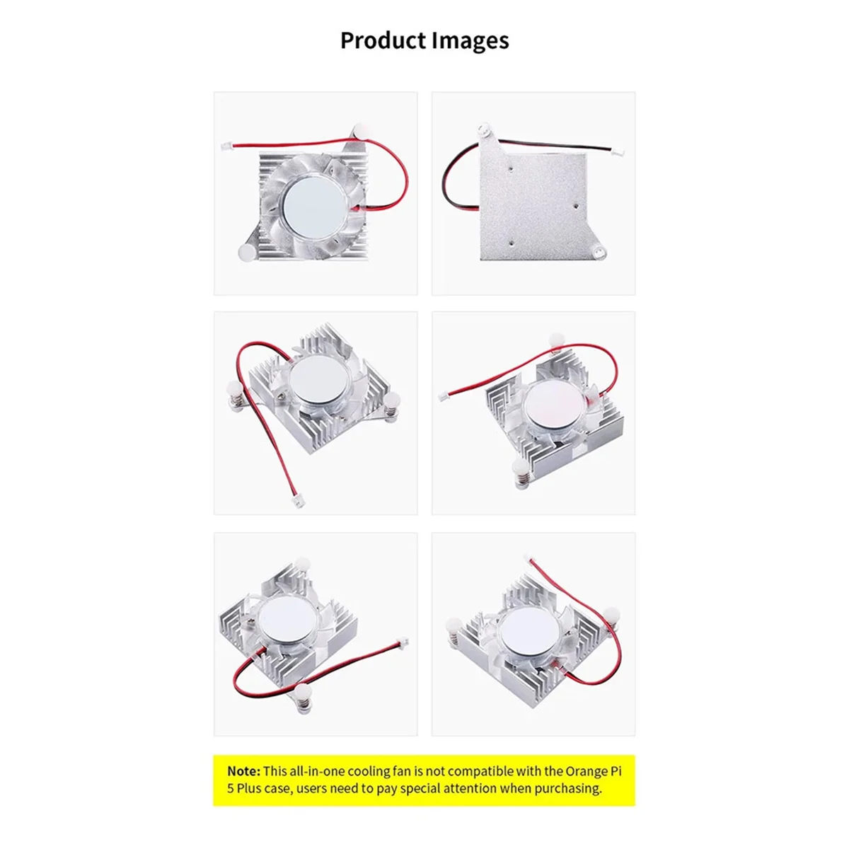 For Orange Pi 5 Plus Integrated Aluminum Heatsinks Active Cooling Fan_Y80A