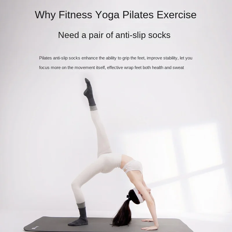 ถุงเท้าโยคะกันลื่นสำหรับผู้หญิง รุ่นใหม่ ฤดูใบไม้ร่วง-ฤดูหนาว แบบมืออาชีพ ความยาวกลางน่อง สำหรับพิลาทิส ฟิตเนส และกีฬา รุ่น 8W182