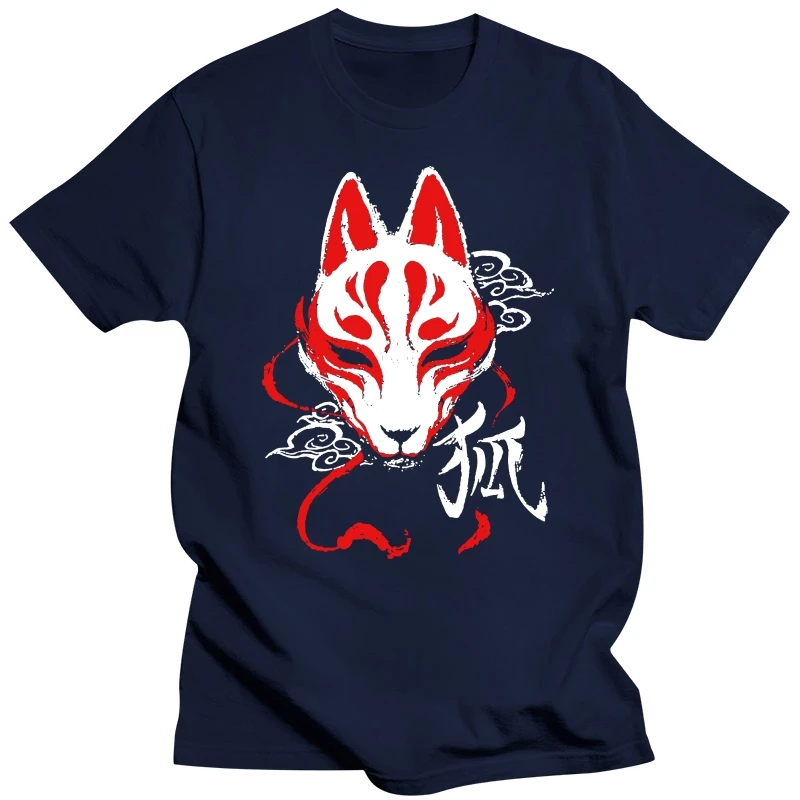 Kitsune mask Japan T-Shirt Streetwear  Hip-Hop T-Shirt Short Sleeve Asian Size Men T-Shirt  The hottest T-shirt in the world