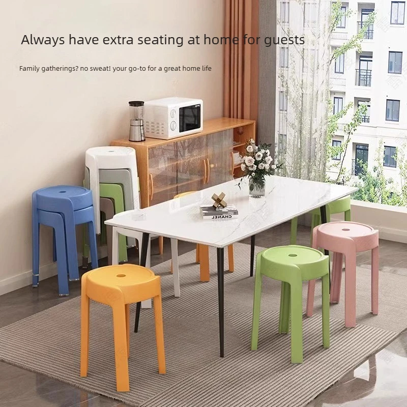 

Толстый пластиковый табурет, круглый табурет, штабелируемый простой табурет, резиновые табуреты ветряной мельницы, обеденный стул, бытовые высокие стулья