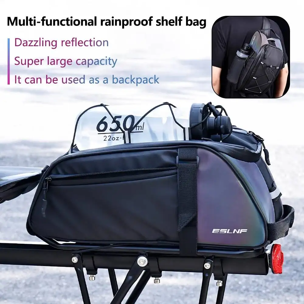 

ESLNF Large Capacity Reflective Bicycle Pannier - Rainproof Rear Cargo Bag For Mountain Bike Trunk Carrier