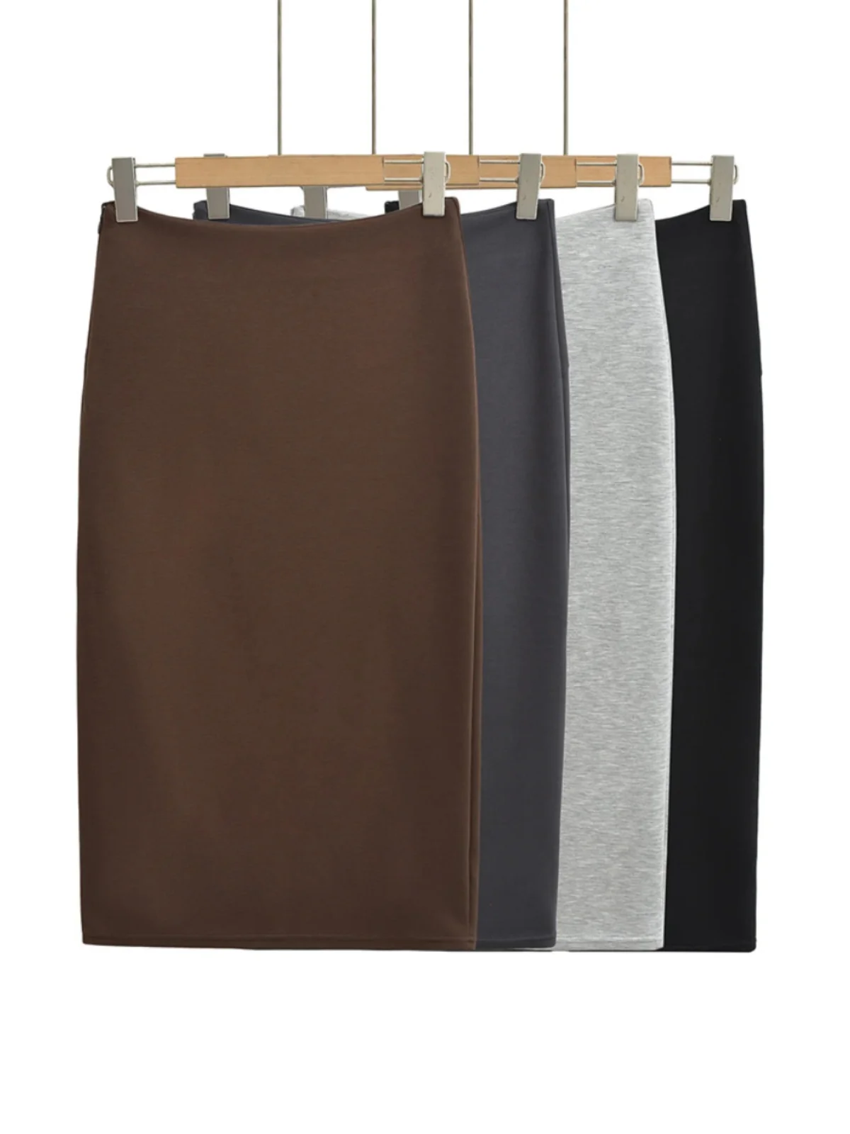 

Асимметричная облегающая юбка миди с высокой талией для женщин, осенний дизайн, многослойная, с разрезом, в уличном стиле