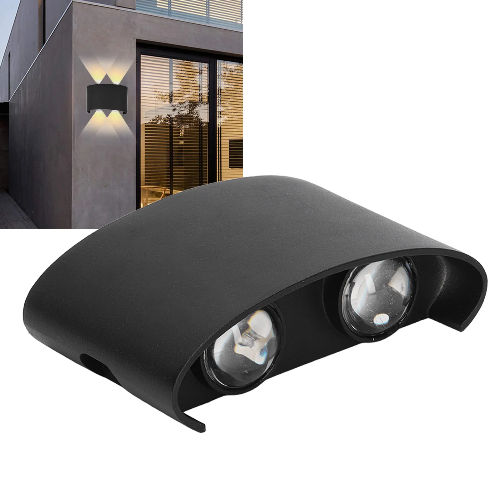 

Interior Decorative Light LED Wall Lamp Waterproof Modern Sconce Light Indoor Outdoor Decoration 4W Black Shell