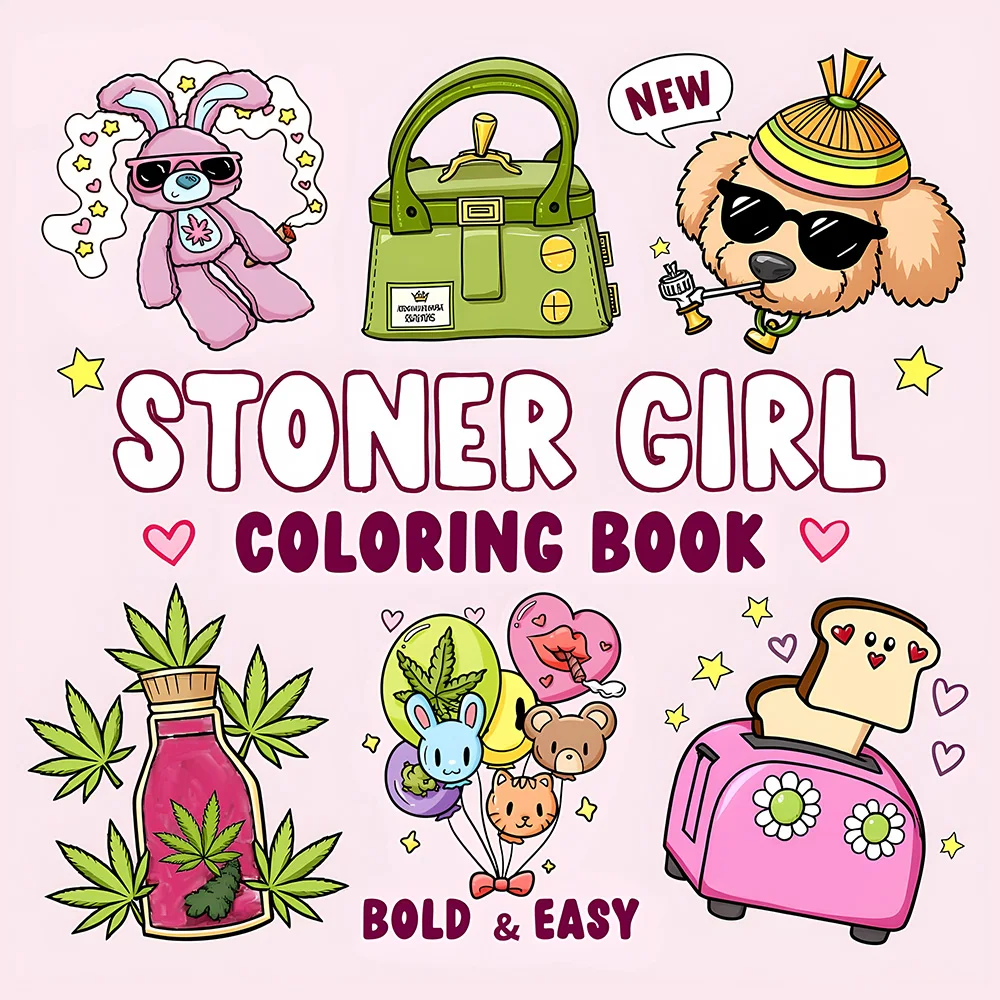 STONER GIRL Bold-easy Patterns Coloring Book for Adults Cute Drawing Book Perfect Gift for Party and Birthday