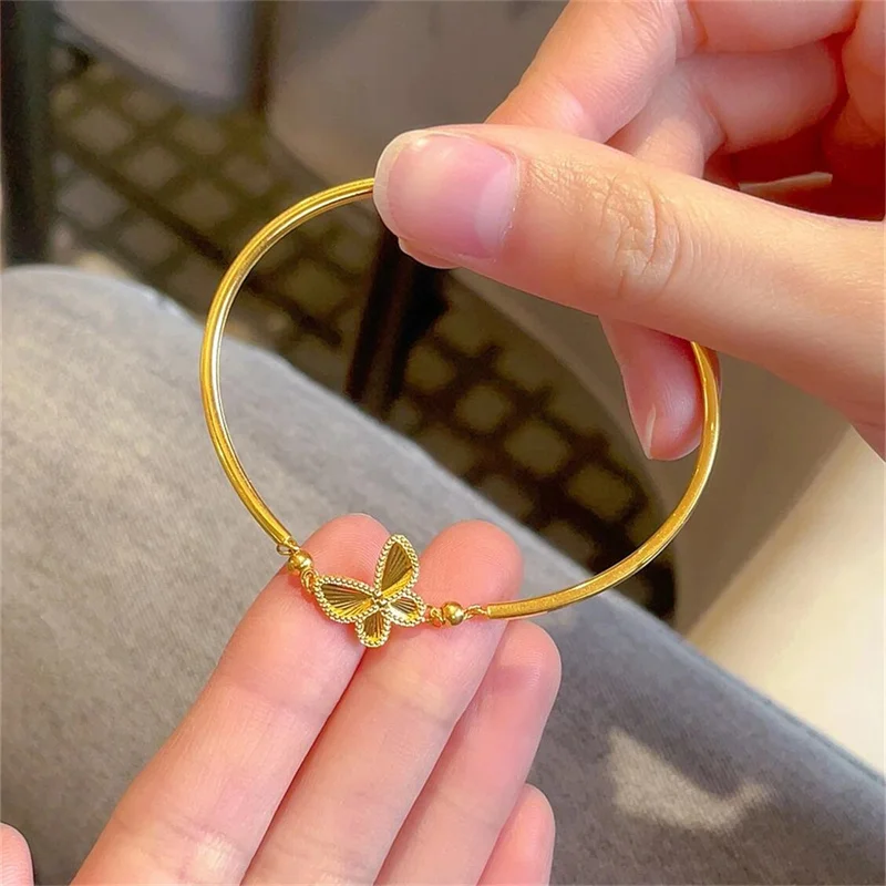 ضوء فاخر الفولاذ المقاوم للصدأ فراشة سوار للنساء أنيقة السلس الخرز الإسورة مأدبة حفلة سحر مجوهرات الزفاف هدايا #5