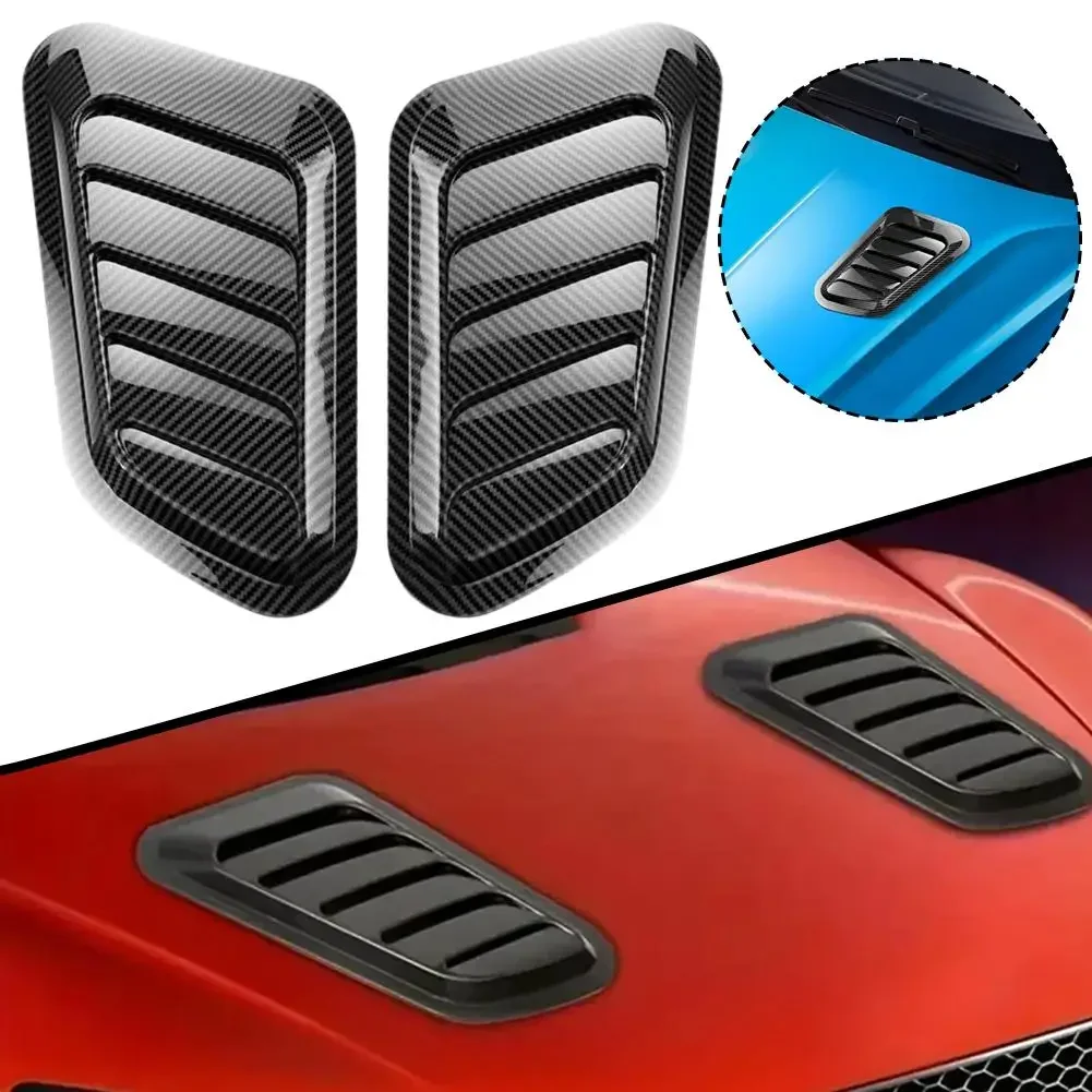 

2PCS Car Hood Decoration Realistic Air Outlet Design Carbon Fiber False Vent Hood Stickers Decoration Styling Hood Ornament