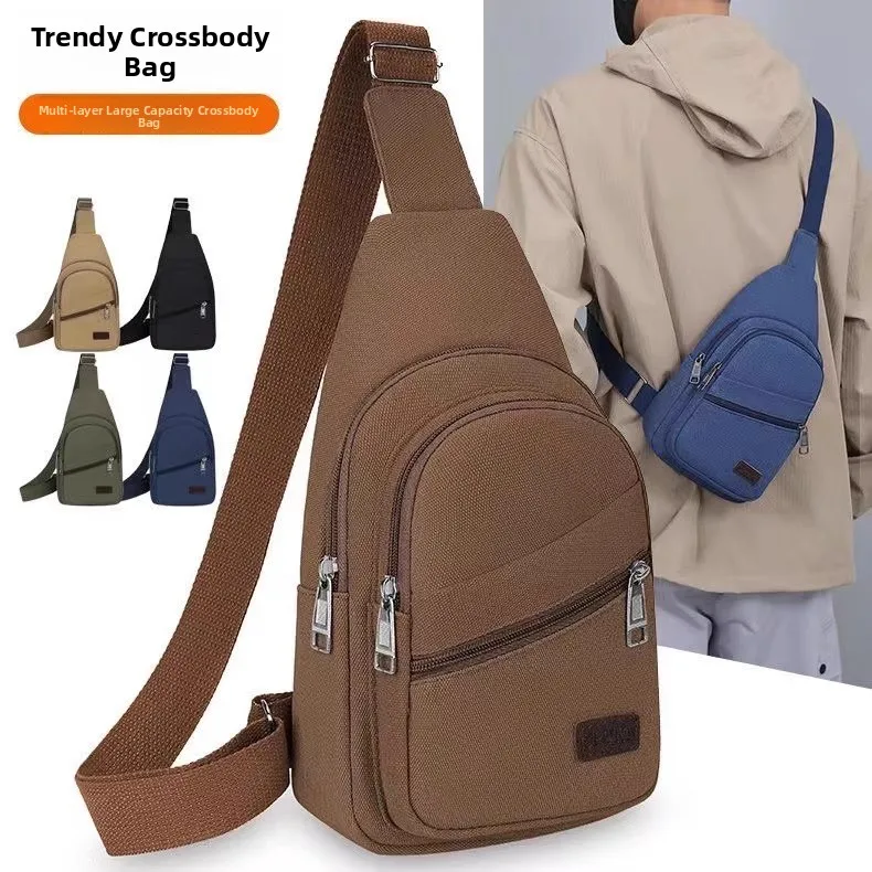 

Men's Casual Canvas Chest Bag 2026 New Korean Style Versatile Large Capacity Portable Crossbody Bag for Leisure