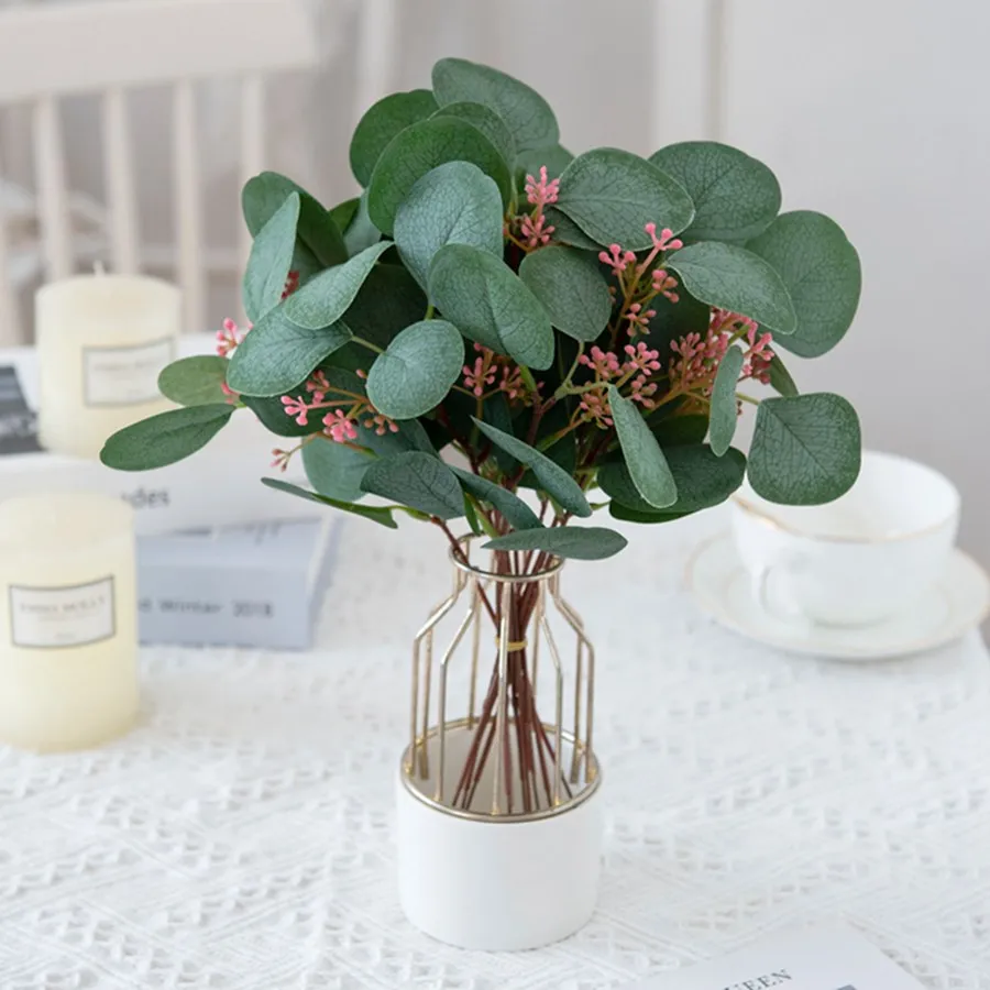 50 Stück Künstliche Eukalyptusblätter aus Seide für DIY Weihnachtsdekoration, Vasen, Scrapbooking, Blumen, Garten, Hochzeit, Partyzubehör – Detail 13
