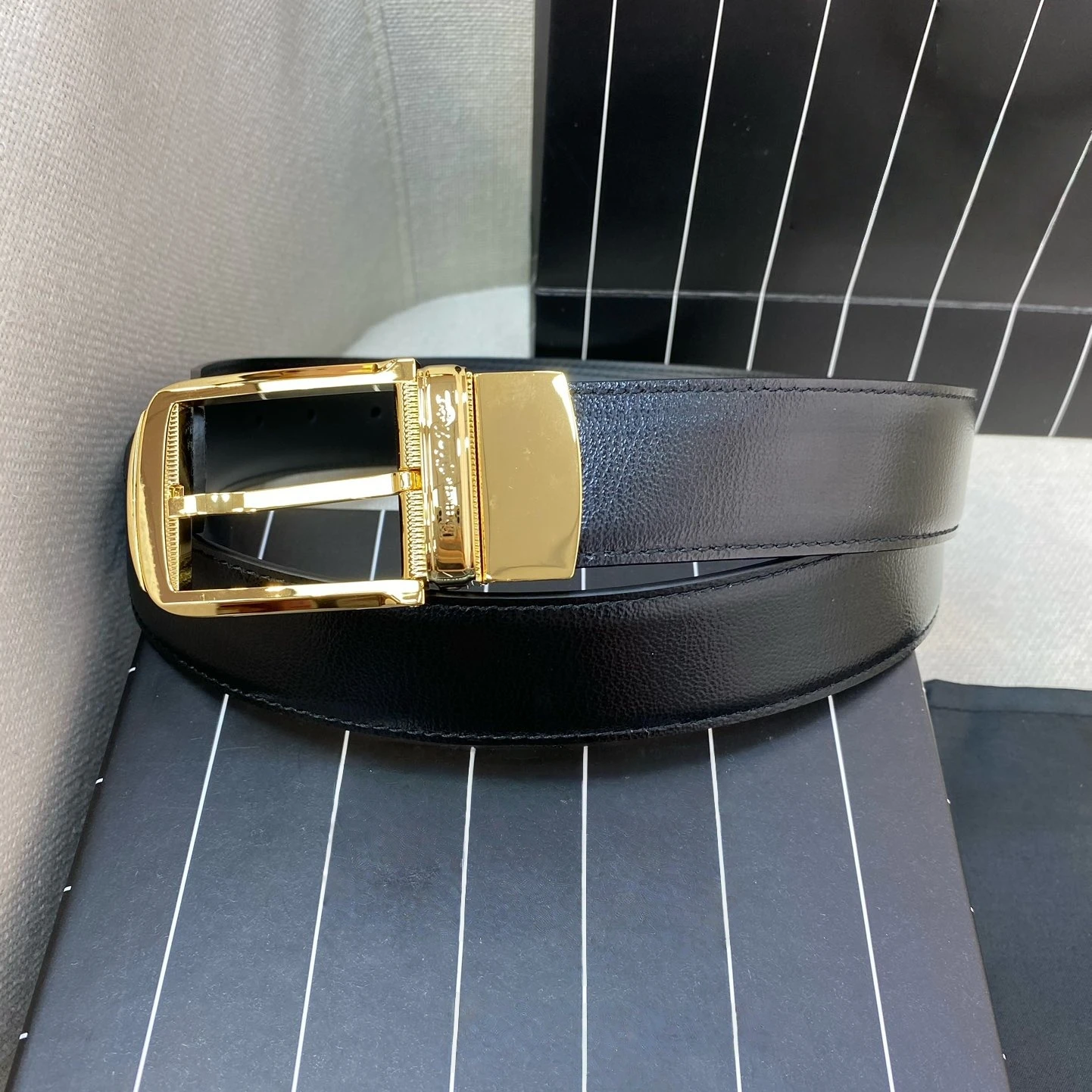 

Роскошный мужской ремень из натуральной телячьей кожи, повседневный и деловой, с пряжкой из нержавеющей стали 316, регулируемая длина, подарок на праздник