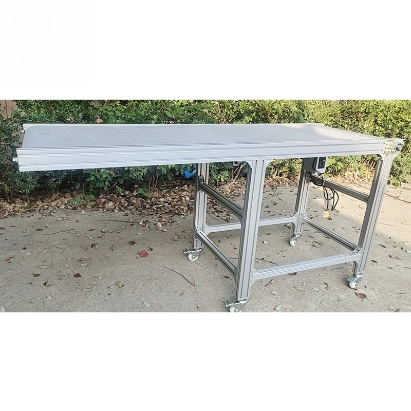 Aluminum leather belt conveyor, mobile logistics packaging production line automatic conveyor