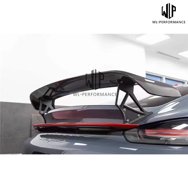 718 Frp / Carbon Fiber Rear Wings Trunk Lip Spoiler Frp Unpainted Top Wings for Porsche Cayman 718 T Style 16-20