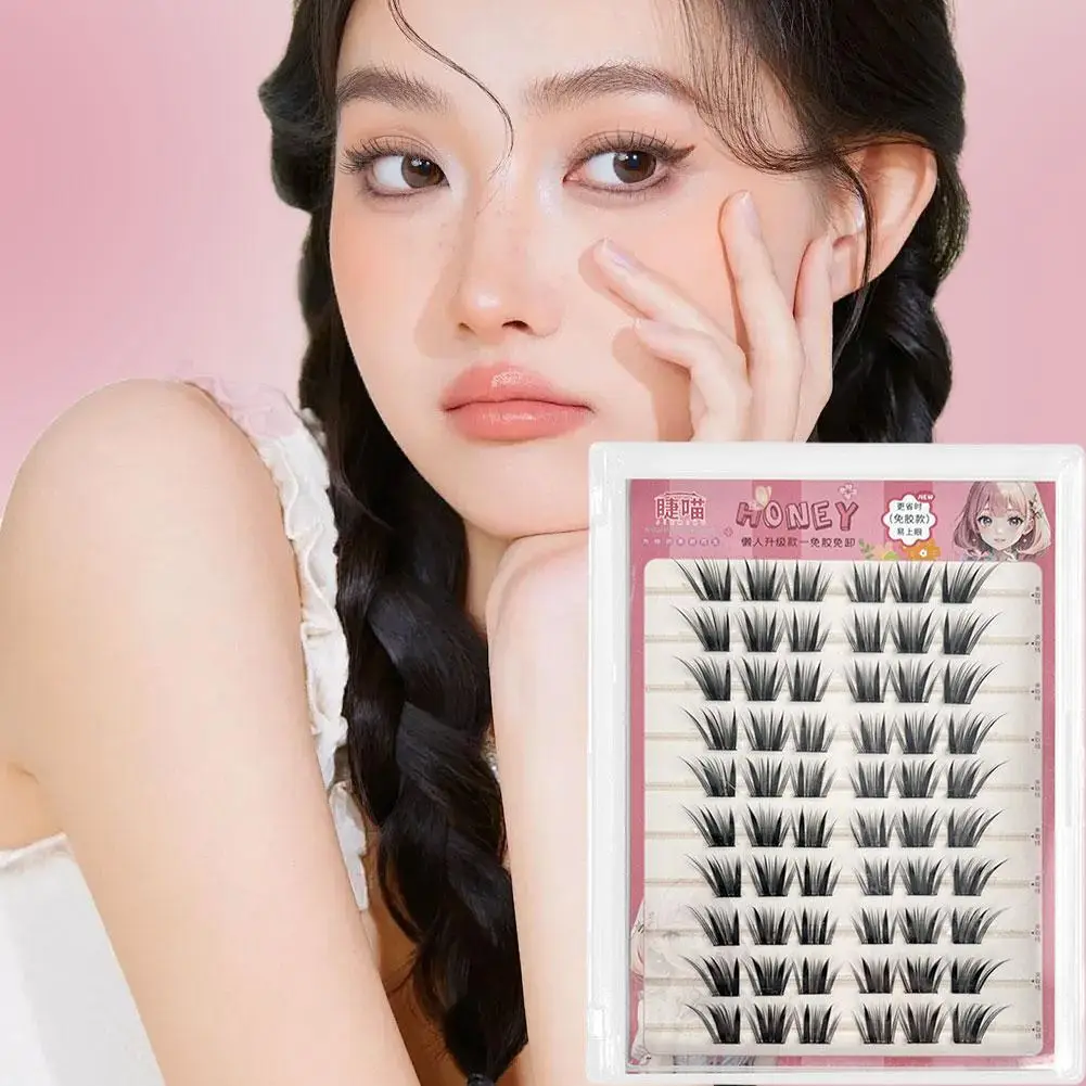 Glue-free Self-adhesive False Eyelashes DIY Natural Dense Fluffy Curling Up Segmented Manga false Eyelash Reusable Makeup Tool
