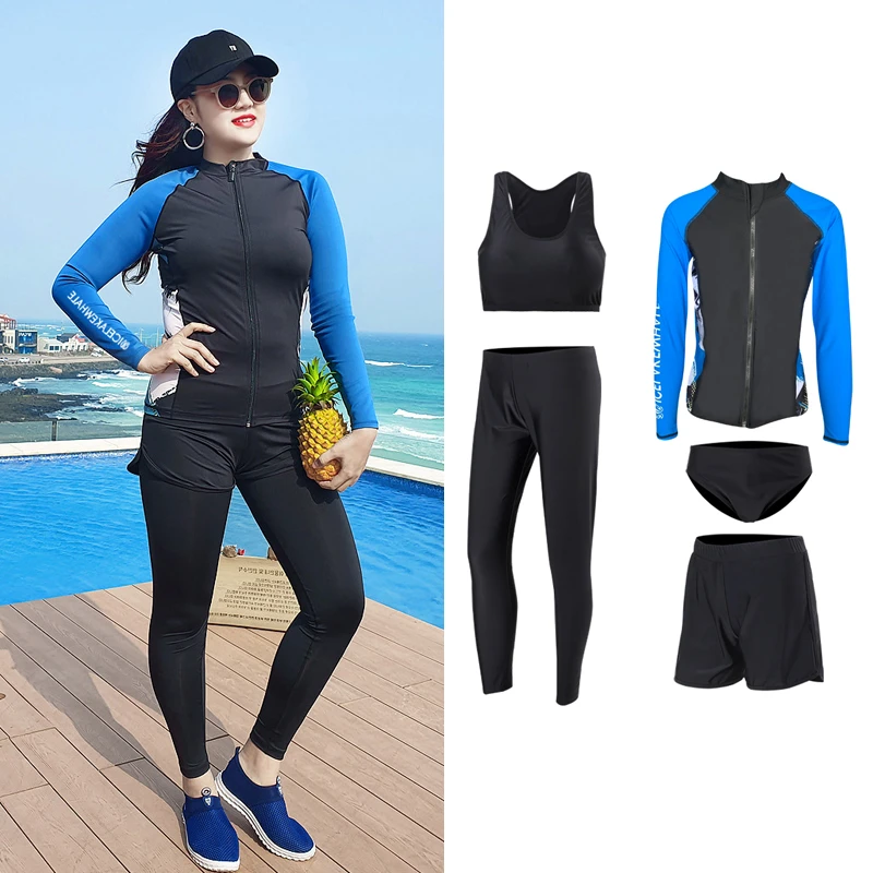 

Plus Size Women New 2023 Spilt Rashguard Sports Swimwear Sun Protector Long Sleeve Swimsuit Conservative Surfing Swimwear