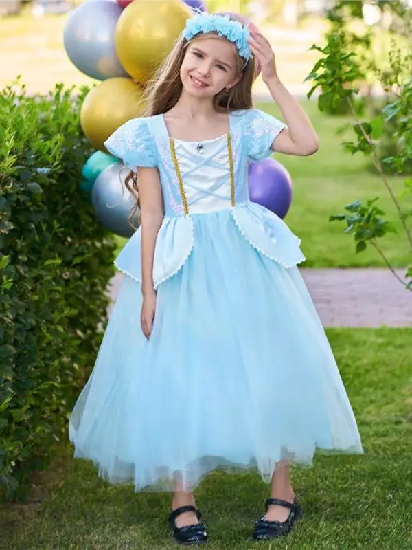 

Princ Sle Золушка Хэллоуин Косплей Юбка для выступлений Me Расклешенная юбкаSophia Dr Костюм для девочек Лето Новое поступление