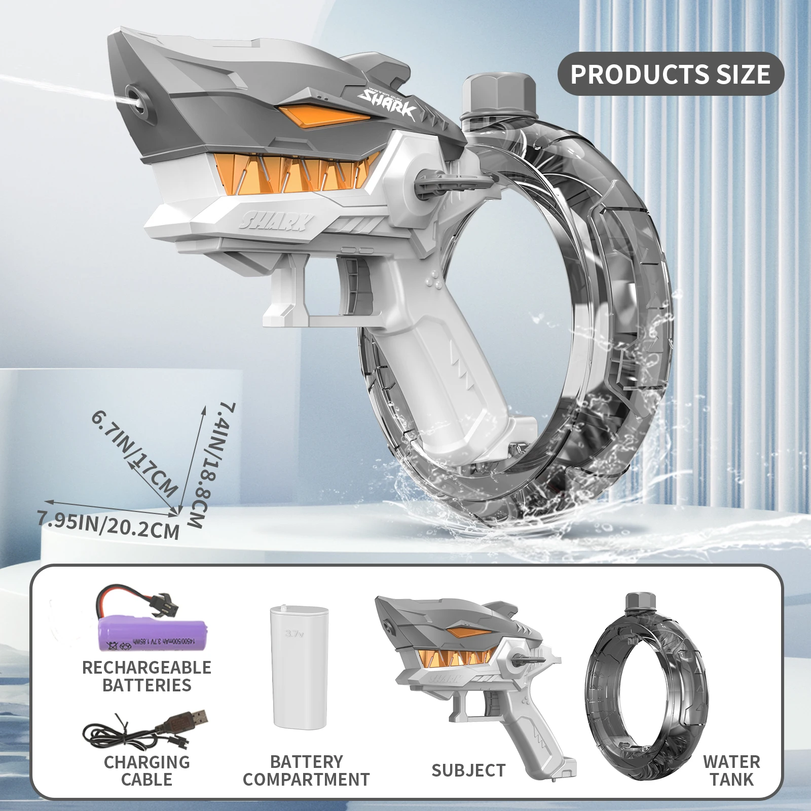 2024 Nowy elektryczny pistolet na wodę z pierścieniem Poly Ring Zabawki dla dzieci Rozpylanie pod wysokim ciśnieniem Mechaniczny festiwal