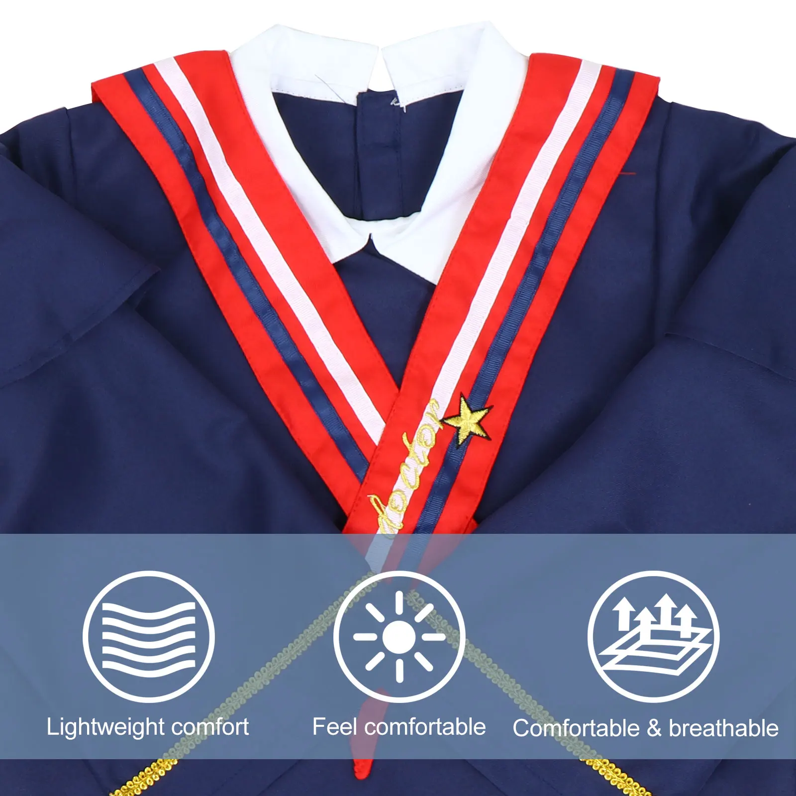 

Graduation Gown Kids Children Bachelor Clothes Formal Polyester Cap Photo Uniform School Stage Performance Costume Thick