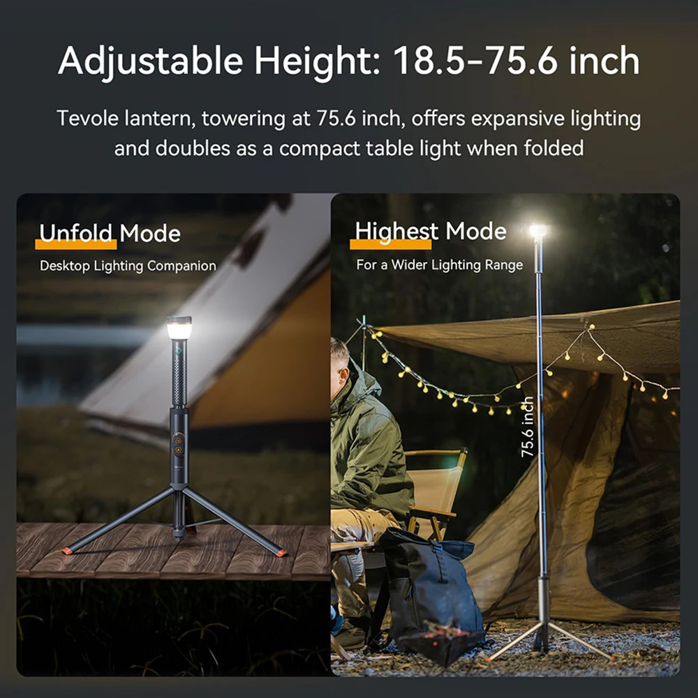 Portable Camping Light Telescopic Flashlight With Remote Control LED Work Light Rechargeable Magnetic Base Hiking Emergency Ligh