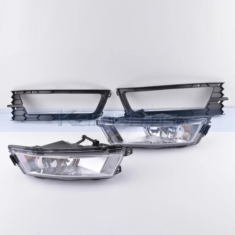 CAPQX For Skoda Rapid 2014 2015 2016 2017 2018 Front Bumper Fog Light Fog Lamp Frame Cover with Cable Wiring Harness Assembly