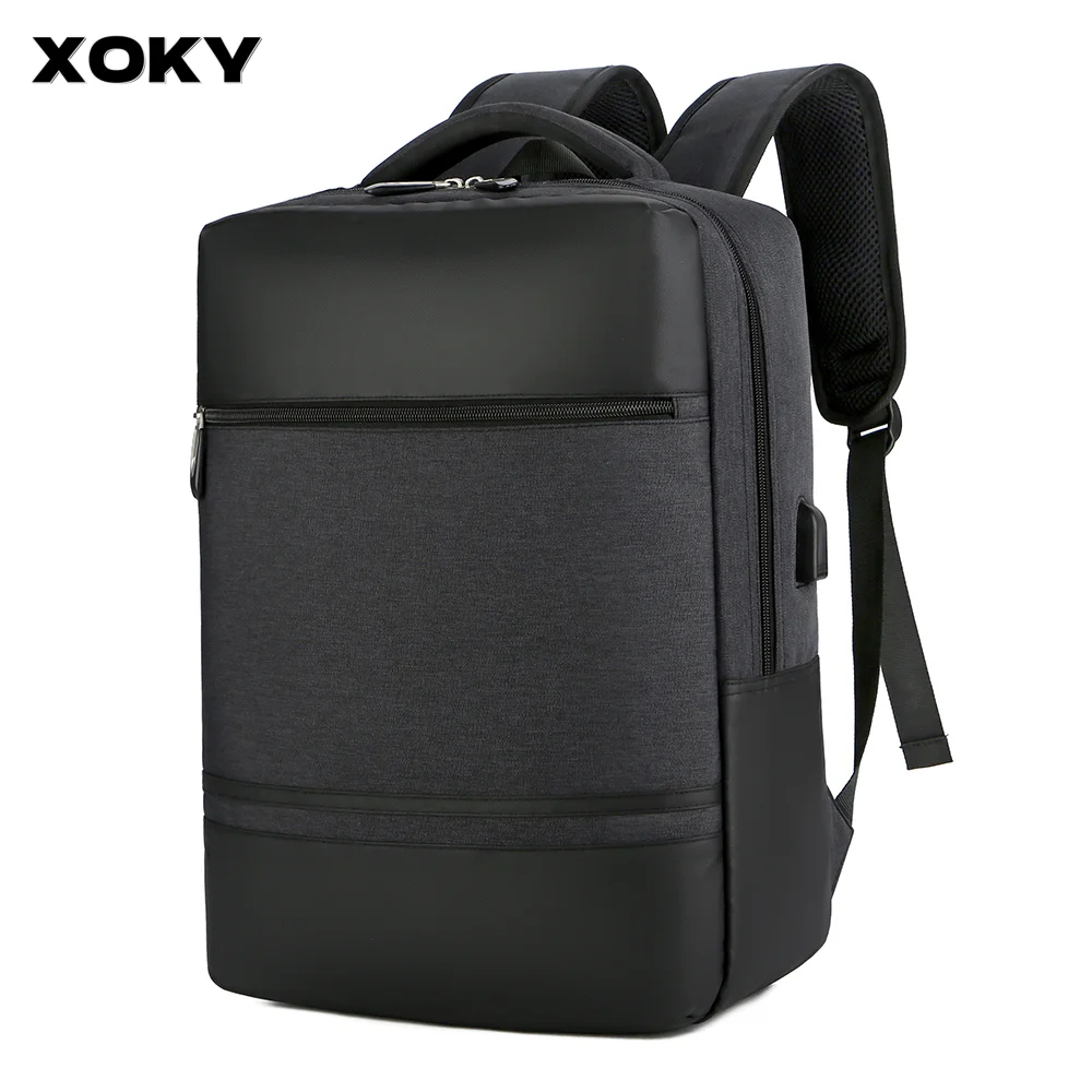 ﻿ XOKY Men Travel Backpack Expand Oxford Capacity USB Charge Class  Business Male Backpacks Men Laptop Backpacks Men Camping