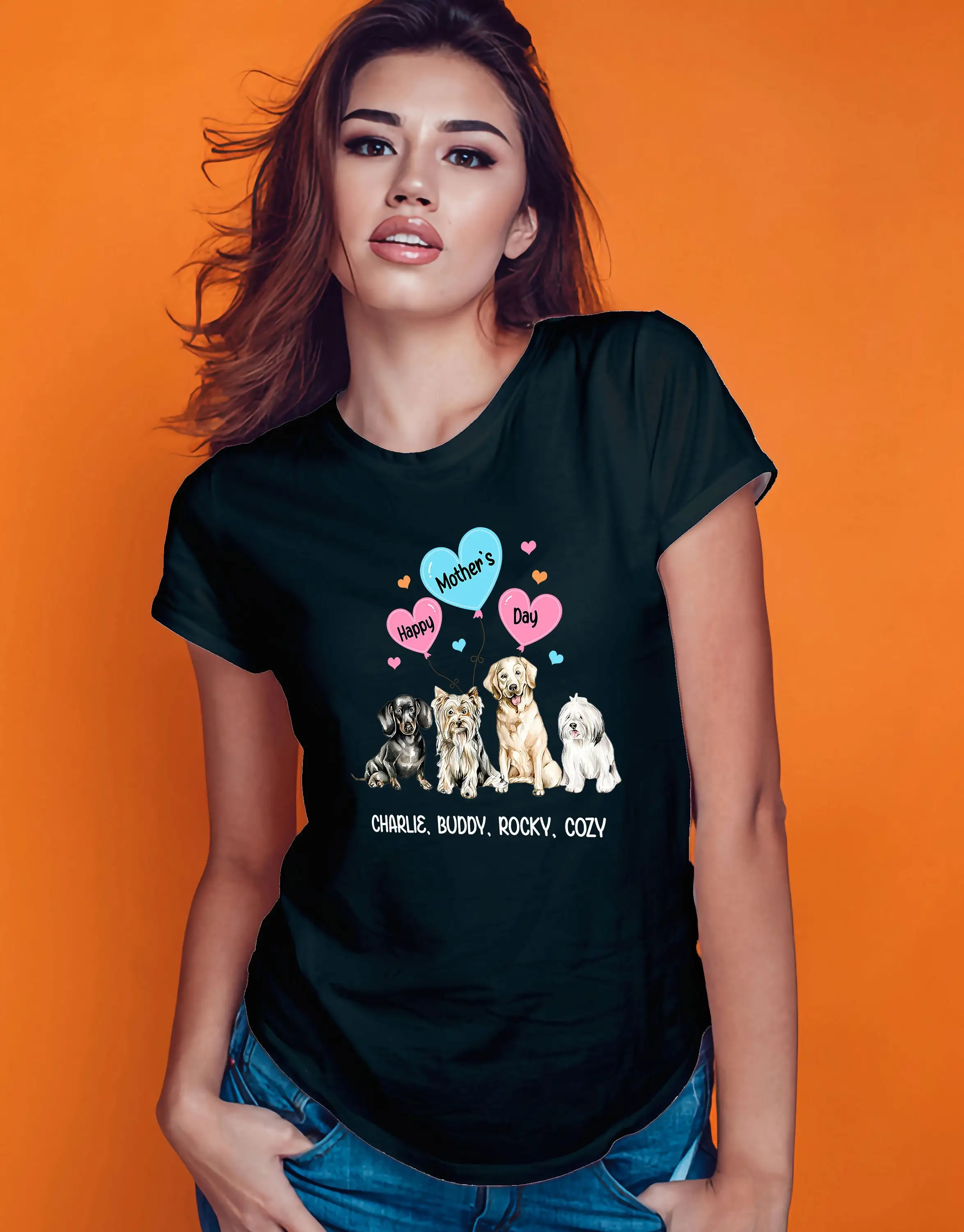

Happy Mother s Day Dog Mom Heart Balloon Personalized T Shirt Baby Bodysuit Kids Women